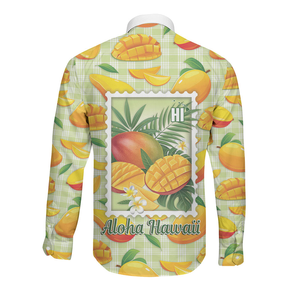 Aloha Hawaii Manako Palaka Motifs Long Sleeve Button Shirt Hawaiian Mango Stylized Stamp LT14 - Polynesian Pride