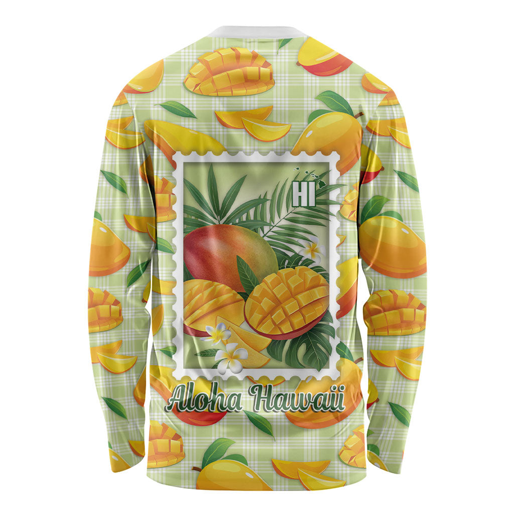 Aloha Hawaii Manako Palaka Motifs Long Sleeve Shirt Hawaiian Mango Stylized Stamp LT14 - Polynesian Pride