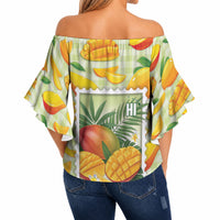 Aloha Hawaii Manako Palaka Motifs Off Shoulder Wrap Waist Top Hawaiian Mango Stylized Stamp LT14 - Polynesian Pride