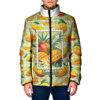 Aloha Hawaii Manako Palaka Motifs Padded Jacket Hawaiian Mango Stylized Stamp LT14 Men Yellow - Polynesian Pride
