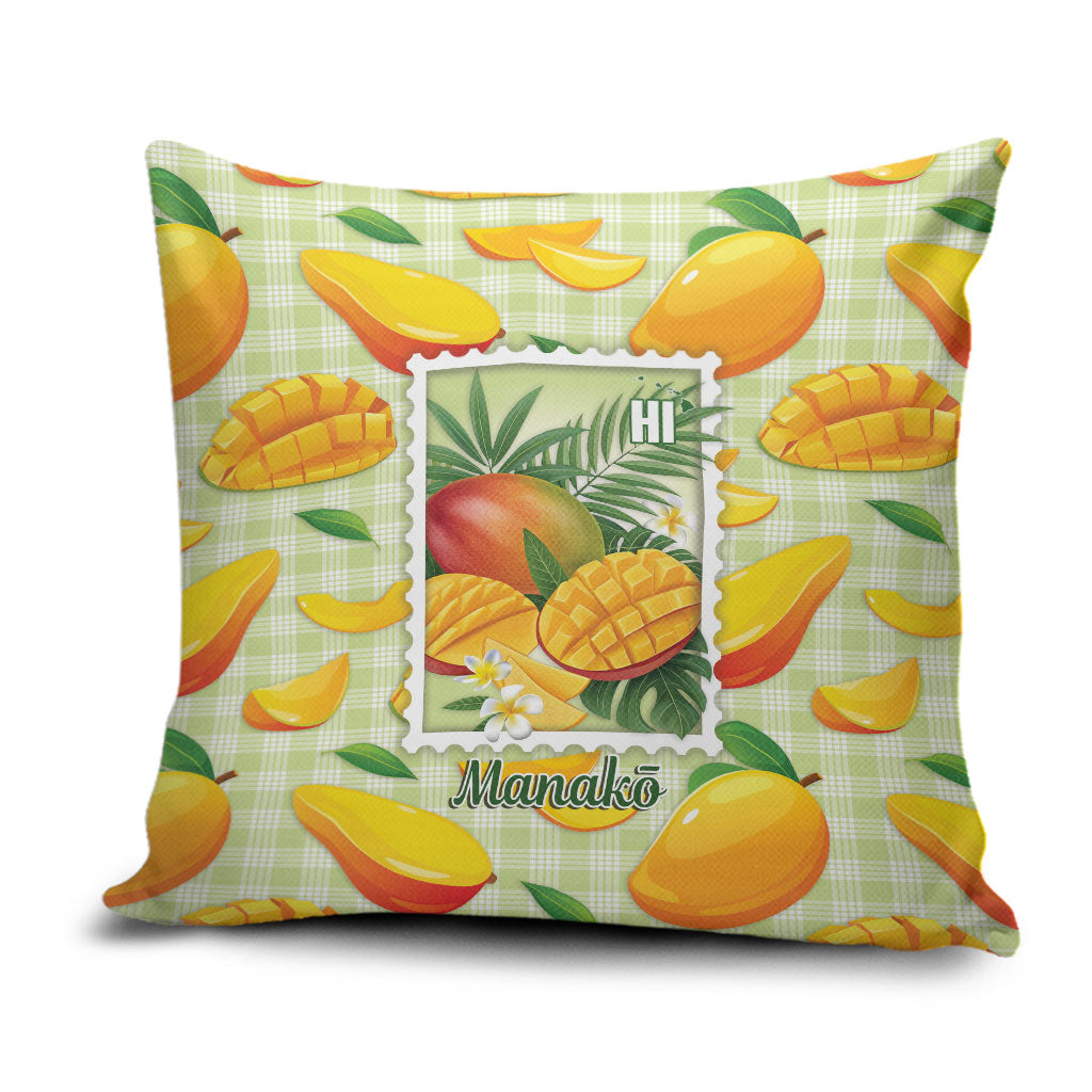 Aloha Hawaii Manako Palaka Motifs Pillow Cover Hawaiian Mango Stylized Stamp LT14 Yellow - Polynesian Pride