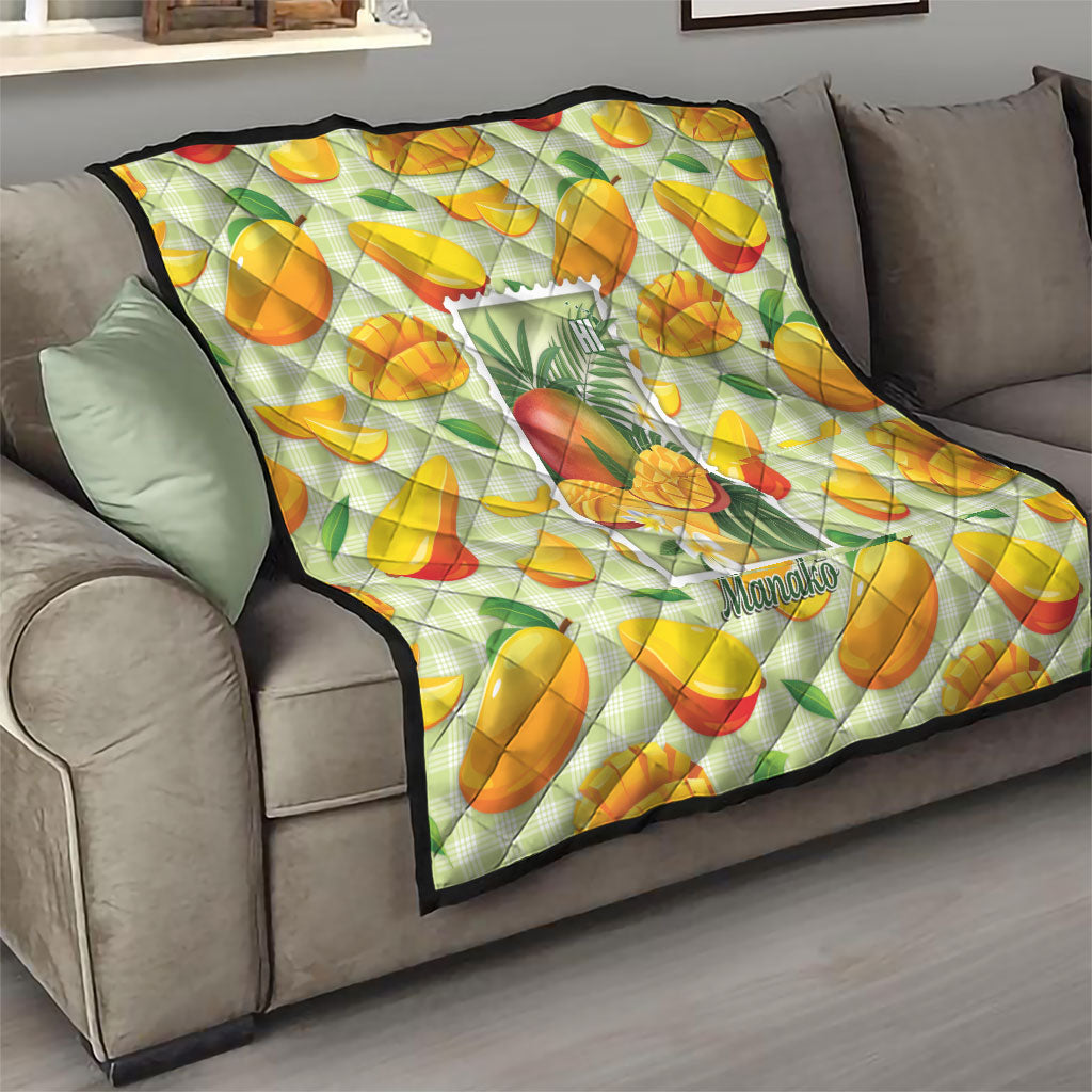 Aloha Hawaii Manako Palaka Motifs Quilt Hawaiian Mango Stylized Stamp LT14 - Polynesian Pride