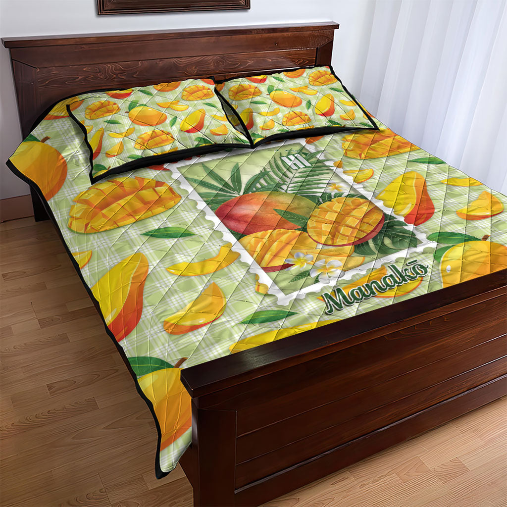 Aloha Hawaii Manako Palaka Motifs Quilt Bed Set Hawaiian Mango Stylized Stamp LT14 - Polynesian Pride