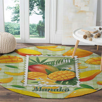Aloha Hawaii Manako Palaka Motifs Round Carpet Hawaiian Mango Stylized Stamp LT14 - Polynesian Pride