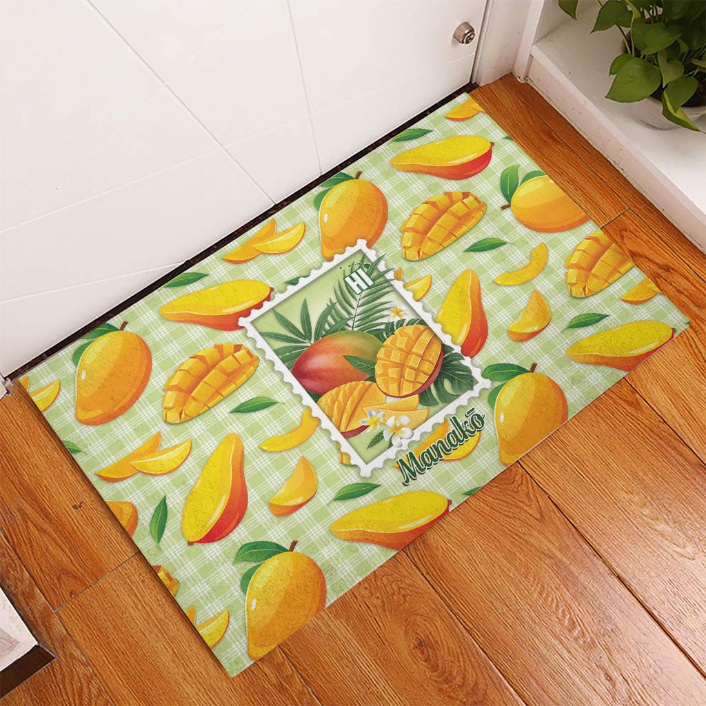 Aloha Hawaii Manako Palaka Motifs Rubber Doormat Hawaiian Mango Stylized Stamp LT14 - Polynesian Pride