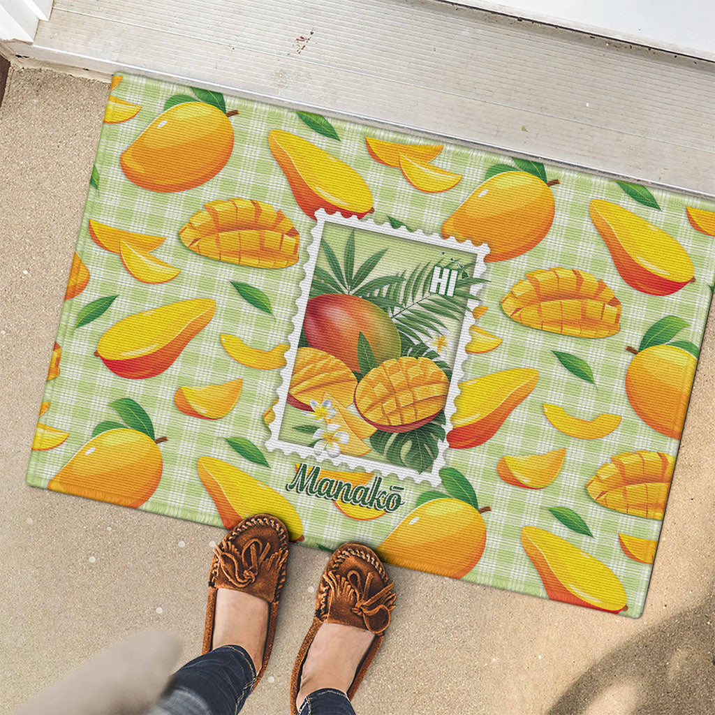 Aloha Hawaii Manako Palaka Motifs Rubber Doormat Hawaiian Mango Stylized Stamp LT14 - Polynesian Pride