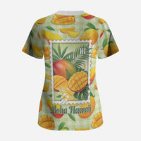 Aloha Hawaii Manako Palaka Motifs Scrub Top Hawaiian Mango Stylized Stamp LT14 - Polynesian Pride