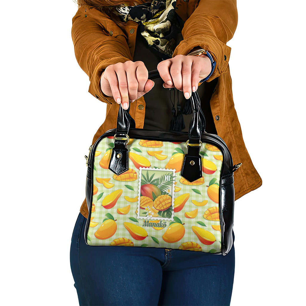 Aloha Hawaii Manako Palaka Motifs Shoulder Handbag Hawaiian Mango Stylized Stamp LT14 One Size Yellow - Polynesian Pride