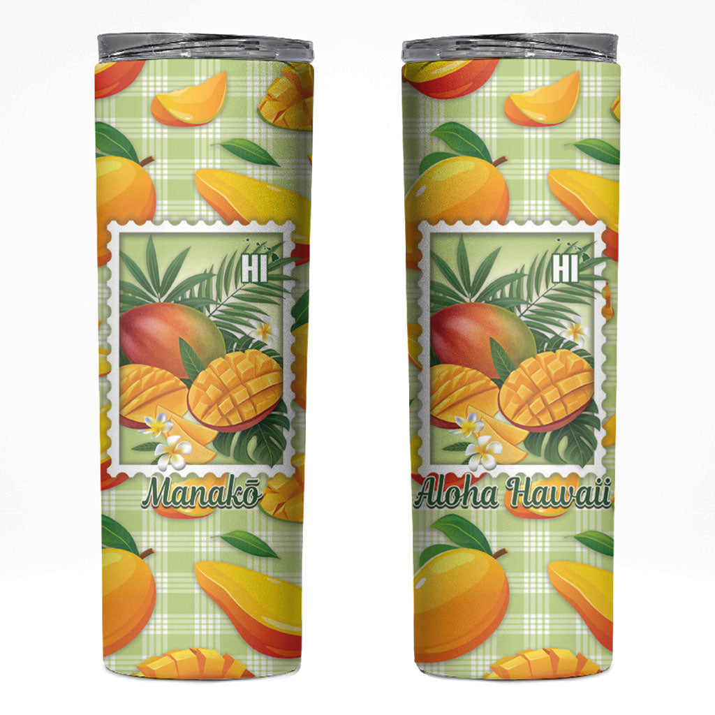 Aloha Hawaii Manako Palaka Motifs Skinny Tumbler Hawaiian Mango Stylized Stamp LT14 Yellow - Polynesian Pride