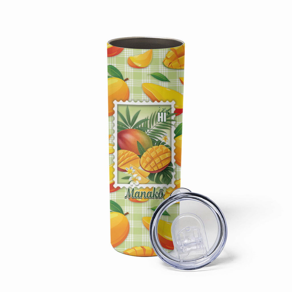 Aloha Hawaii Manako Palaka Motifs Skinny Tumbler Hawaiian Mango Stylized Stamp LT14 - Polynesian Pride
