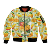 Aloha Hawaii Manako Palaka Motifs Sleeve Zip Bomber Jacket Hawaiian Mango Stylized Stamp LT14 Unisex Yellow - Polynesian Pride