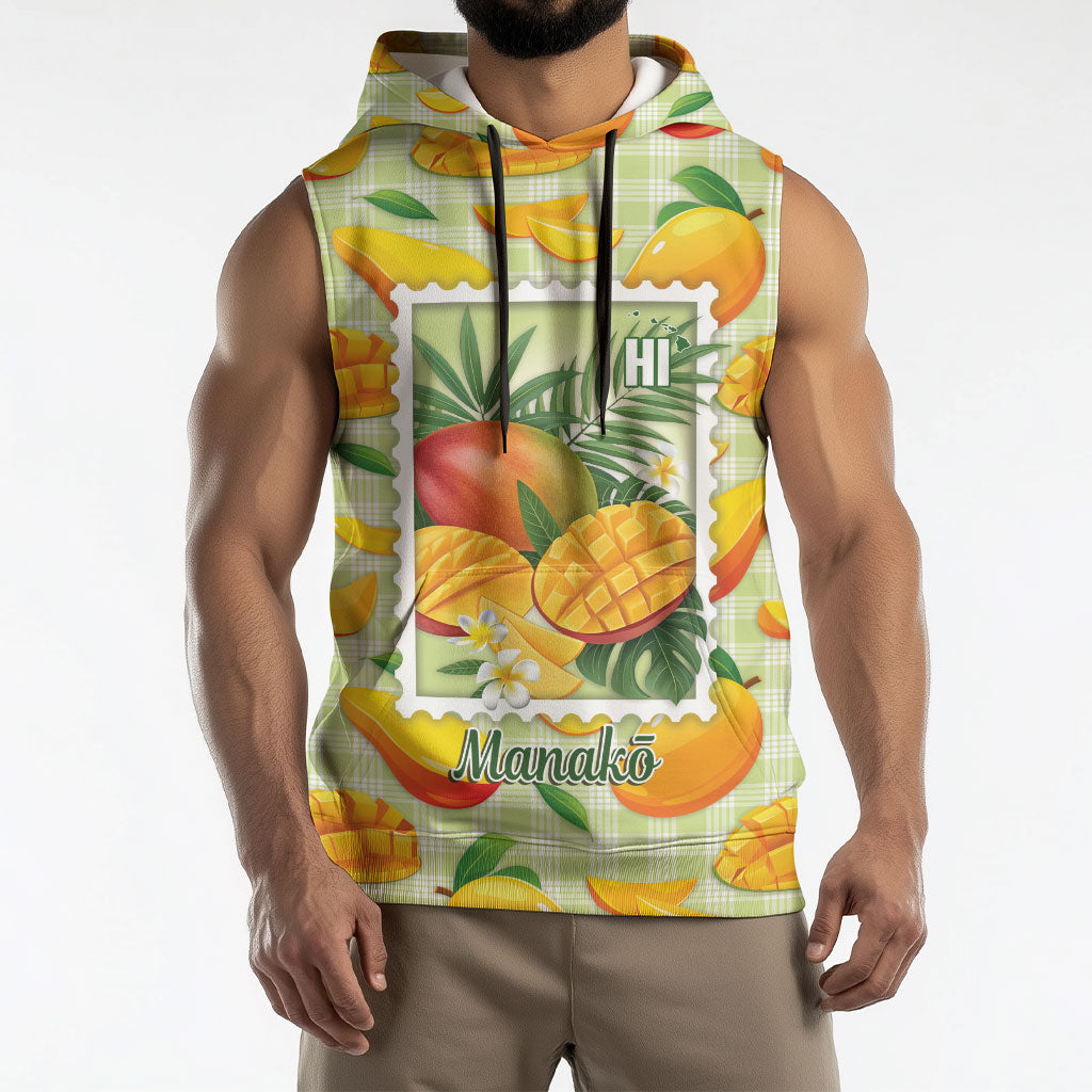 Aloha Hawaii Manako Palaka Motifs Sleeveless Hoodie Hawaiian Mango Stylized Stamp LT14 - Polynesian Pride