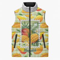 Aloha Hawaii Manako Palaka Motifs Sleeveless Puffer Jacket Hawaiian Mango Stylized Stamp LT14 Unisex Yellow - Polynesian Pride