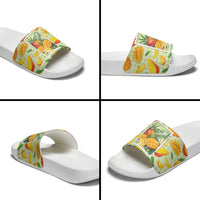 Aloha Hawaii Manako Palaka Motifs Slide Sandals Hawaiian Mango Stylized Stamp LT14 - Polynesian Pride