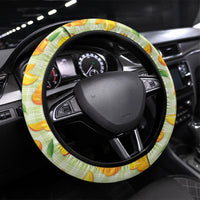 Aloha Hawaii Manako Palaka Motifs Steering Wheel Cover Hawaiian Mango Stylized Stamp LT14 Universal Fit Yellow - Polynesian Pride