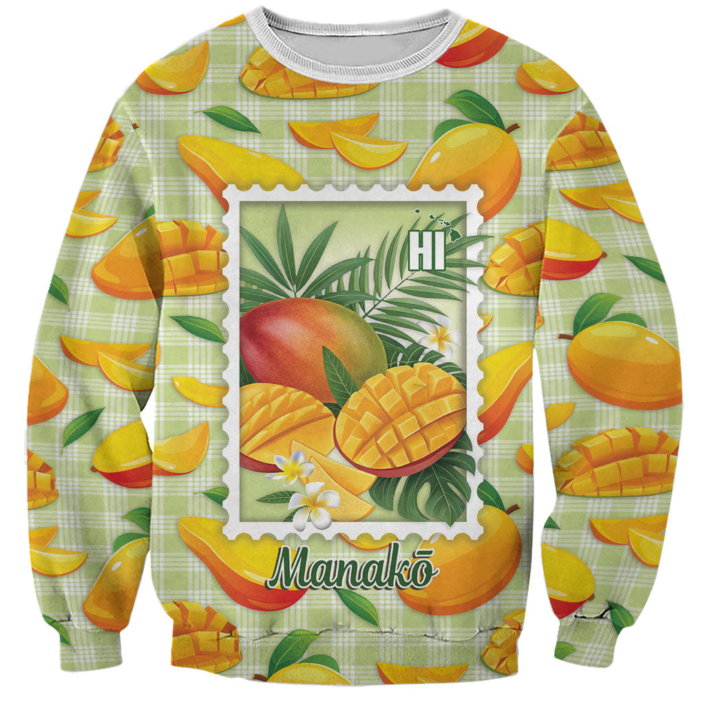 Aloha Hawaii Manako Palaka Motifs Sweatshirt Hawaiian Mango Stylized Stamp LT14 Unisex Yellow - Polynesian Pride