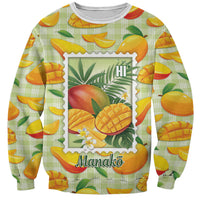 Aloha Hawaii Manako Palaka Motifs Sweatshirt Hawaiian Mango Stylized Stamp LT14 Unisex Yellow - Polynesian Pride