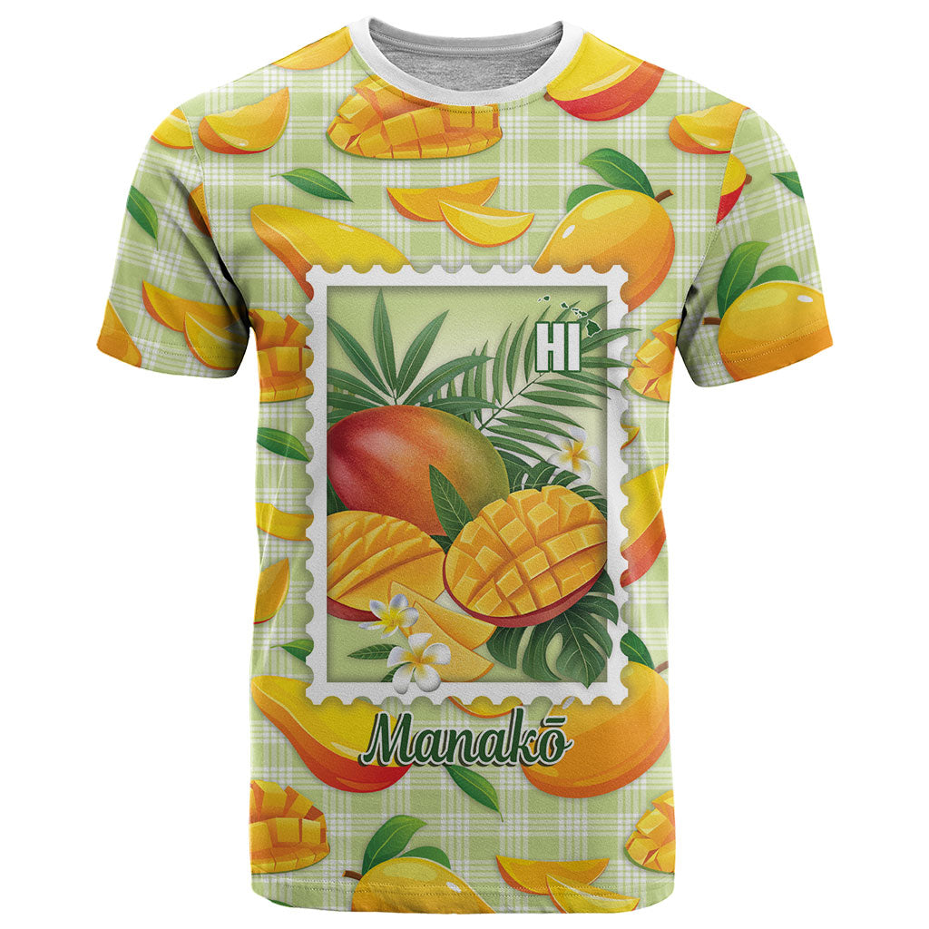 Aloha Hawaii Manako Palaka Motifs T Shirt Hawaiian Mango Stylized Stamp LT14 Yellow - Polynesian Pride