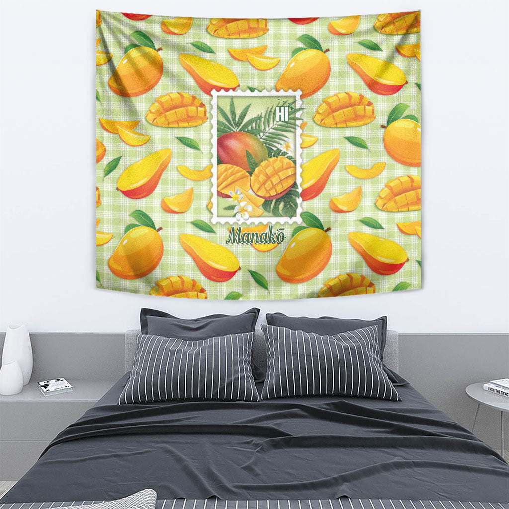 Aloha Hawaii Manako Palaka Motifs Tapestry Hawaiian Mango Stylized Stamp LT14 - Polynesian Pride