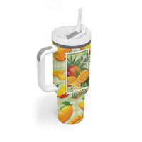 Aloha Hawaii Manako Palaka Motifs Tumbler With Handle Hawaiian Mango Stylized Stamp LT14 - Polynesian Pride