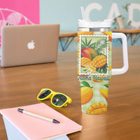 Aloha Hawaii Manako Palaka Motifs Tumbler With Handle Hawaiian Mango Stylized Stamp LT14 - Polynesian Pride