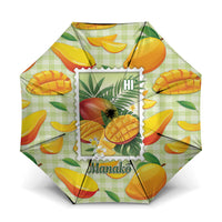 Aloha Hawaii Manako Palaka Motifs Umbrella Hawaiian Mango Stylized Stamp LT14 One Size Folded 11.42 inch Opened Diameter 37.4 inch Yellow - Polynesian Pride