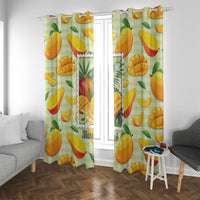 Aloha Hawaii Manako Palaka Motifs Window Curtain Hawaiian Mango Stylized Stamp LT14 With Grommets Yellow - Polynesian Pride