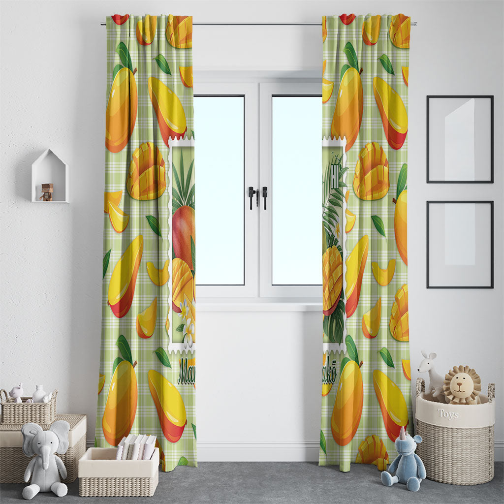 Aloha Hawaii Manako Palaka Motifs Window Curtain Hawaiian Mango Stylized Stamp LT14 - Polynesian Pride