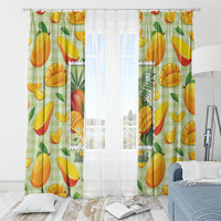 Aloha Hawaii Manako Palaka Motifs Window Curtain Hawaiian Mango Stylized Stamp LT14 - Polynesian Pride