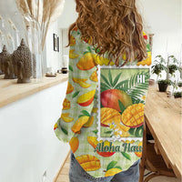 Aloha Hawaii Manako Palaka Motifs Women Casual Shirt Hawaiian Mango Stylized Stamp LT14 - Polynesian Pride
