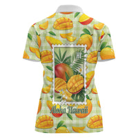 Aloha Hawaii Manako Palaka Motifs Women Polo Shirt Hawaiian Mango Stylized Stamp LT14 - Polynesian Pride