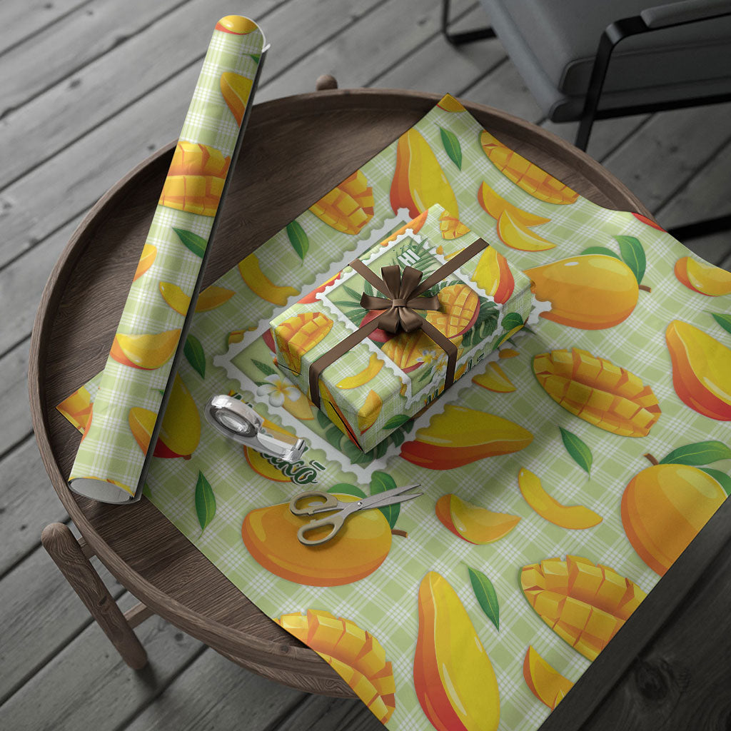 Aloha Hawaii Manako Palaka Motifs Wrapping Paper Hawaiian Mango Stylized Stamp LT14 - Polynesian Pride