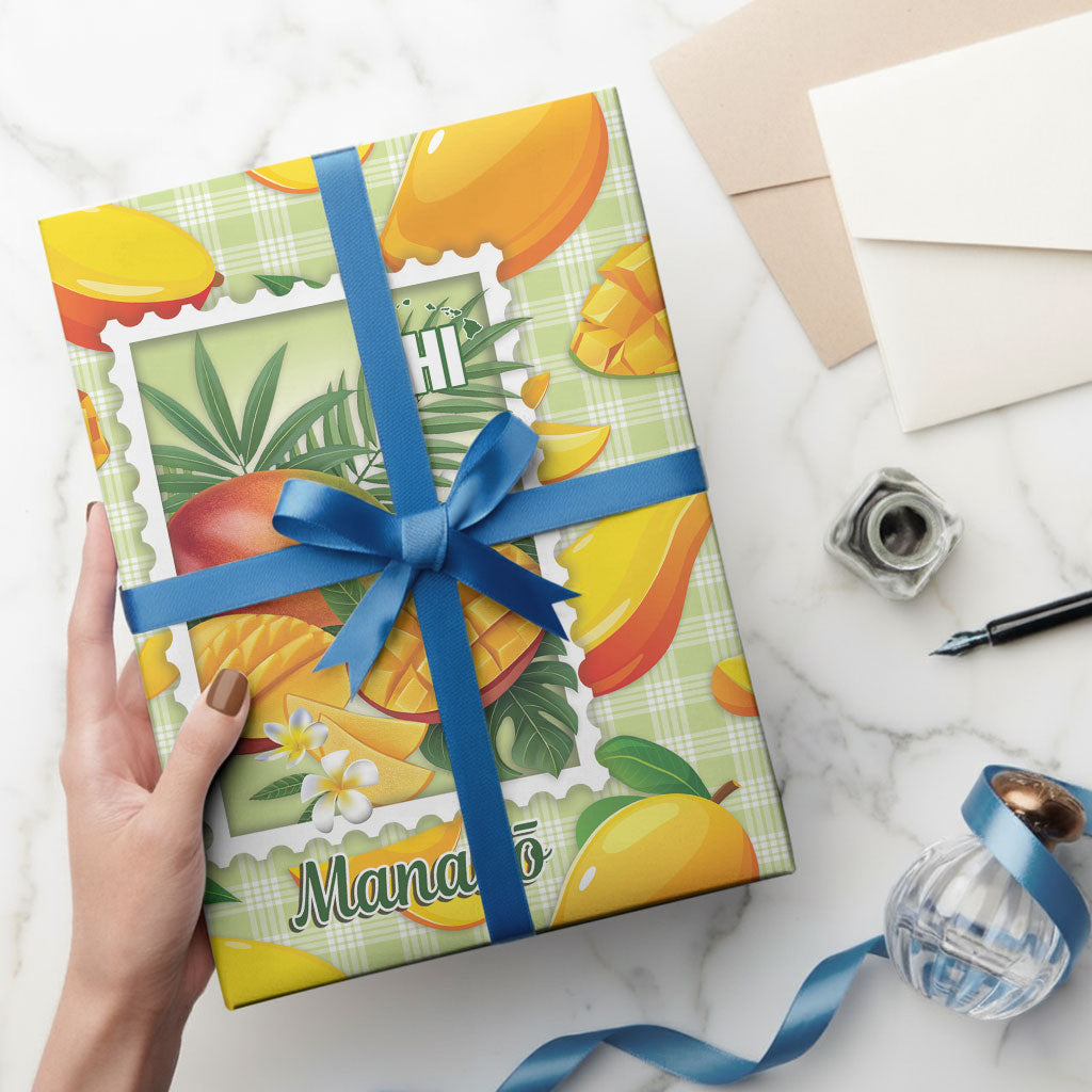 Aloha Hawaii Manako Palaka Motifs Wrapping Paper Hawaiian Mango Stylized Stamp LT14 - Polynesian Pride