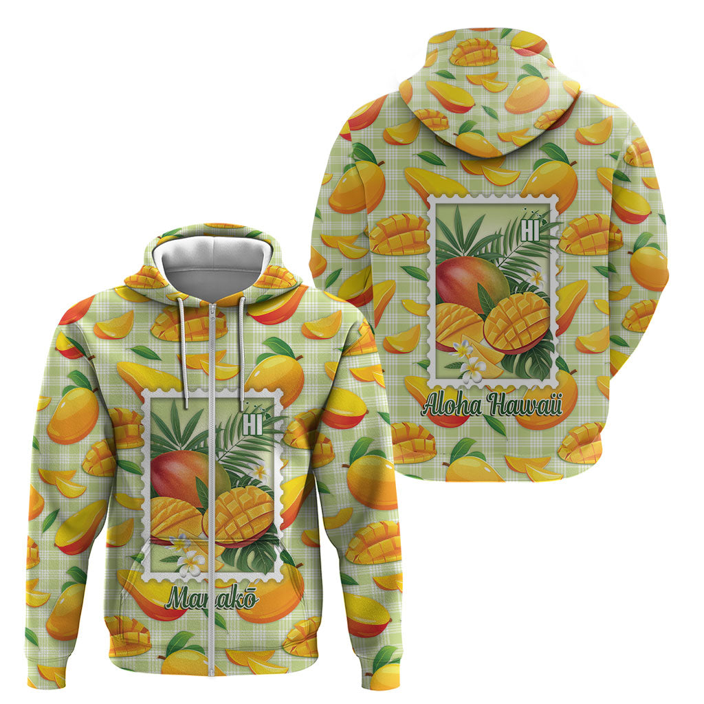 Aloha Hawaii Manako Palaka Motifs Zip Hoodie Hawaiian Mango Stylized Stamp LT14 - Polynesian Pride
