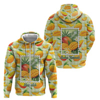 Aloha Hawaii Manako Palaka Motifs Zip Hoodie Hawaiian Mango Stylized Stamp LT14 - Polynesian Pride