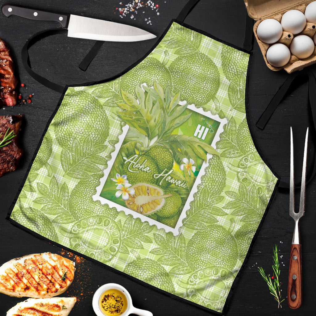 Aloha Hawaii Ulu Palaka Motifs Apron Hawaiian Breadfruit Stylized Stamp LT14 Green - Polynesian Pride
