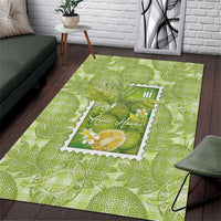 Aloha Hawaii Ulu Palaka Motifs Area Rug Hawaiian Breadfruit Stylized Stamp LT14 Green - Polynesian Pride