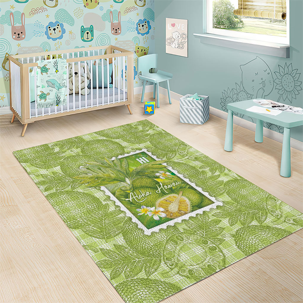 Aloha Hawaii Ulu Palaka Motifs Area Rug Hawaiian Breadfruit Stylized Stamp LT14 - Polynesian Pride