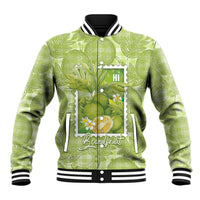 Aloha Hawaii Ulu Palaka Motifs Baseball Jacket Hawaiian Breadfruit Stylized Stamp LT14 Unisex Green - Polynesian Pride