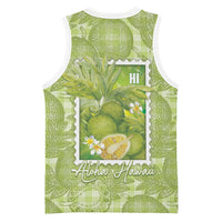 Aloha Hawaii Ulu Palaka Motifs Basketball Jersey Hawaiian Breadfruit Stylized Stamp LT14 - Polynesian Pride