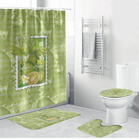 Aloha Hawaii Ulu Palaka Motifs Bathroom Set Hawaiian Breadfruit Stylized Stamp LT14 Bathroom Set (4 pcs) Green - Polynesian Pride