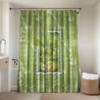 Aloha Hawaii Ulu Palaka Motifs Bathroom Set Hawaiian Breadfruit Stylized Stamp LT14 Shower Curtain Only Green - Polynesian Pride
