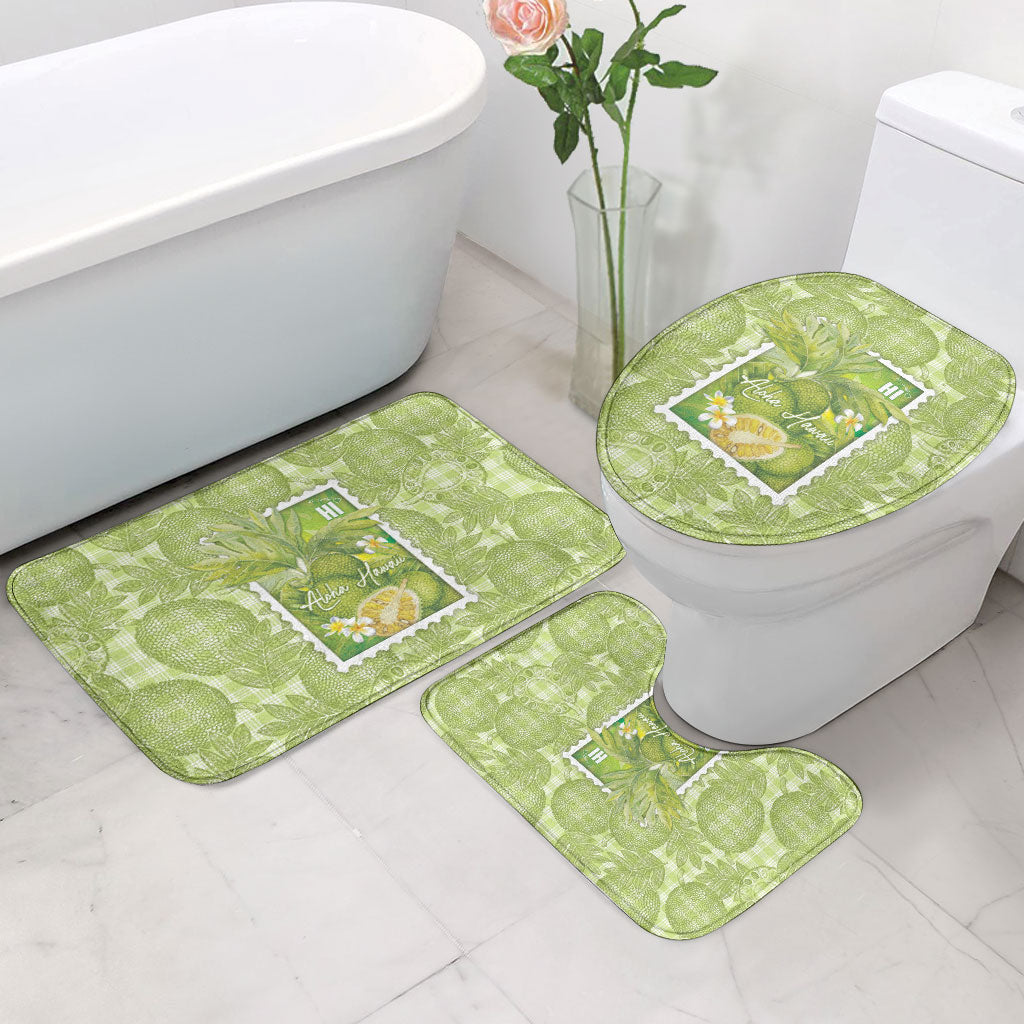Aloha Hawaii Ulu Palaka Motifs Bathroom Set Hawaiian Breadfruit Stylized Stamp LT14 - Polynesian Pride