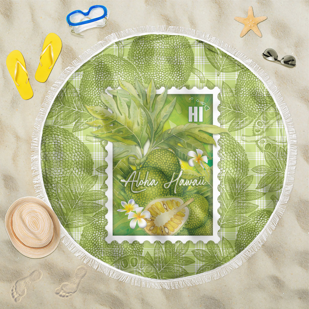 Aloha Hawaii Ulu Palaka Motifs Beach Blanket Hawaiian Breadfruit Stylized Stamp
