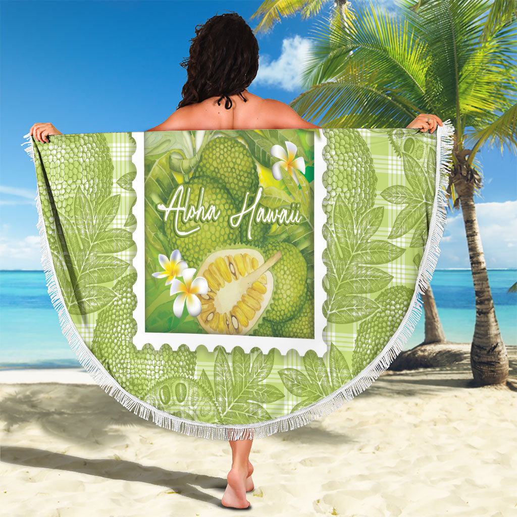 Aloha Hawaii Ulu Palaka Motifs Beach Blanket Hawaiian Breadfruit Stylized Stamp LT14 - Polynesian Pride