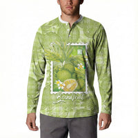 Aloha Hawaii Ulu Palaka Motifs Button Sweatshirt Hawaiian Breadfruit Stylized Stamp LT14 - Polynesian Pride