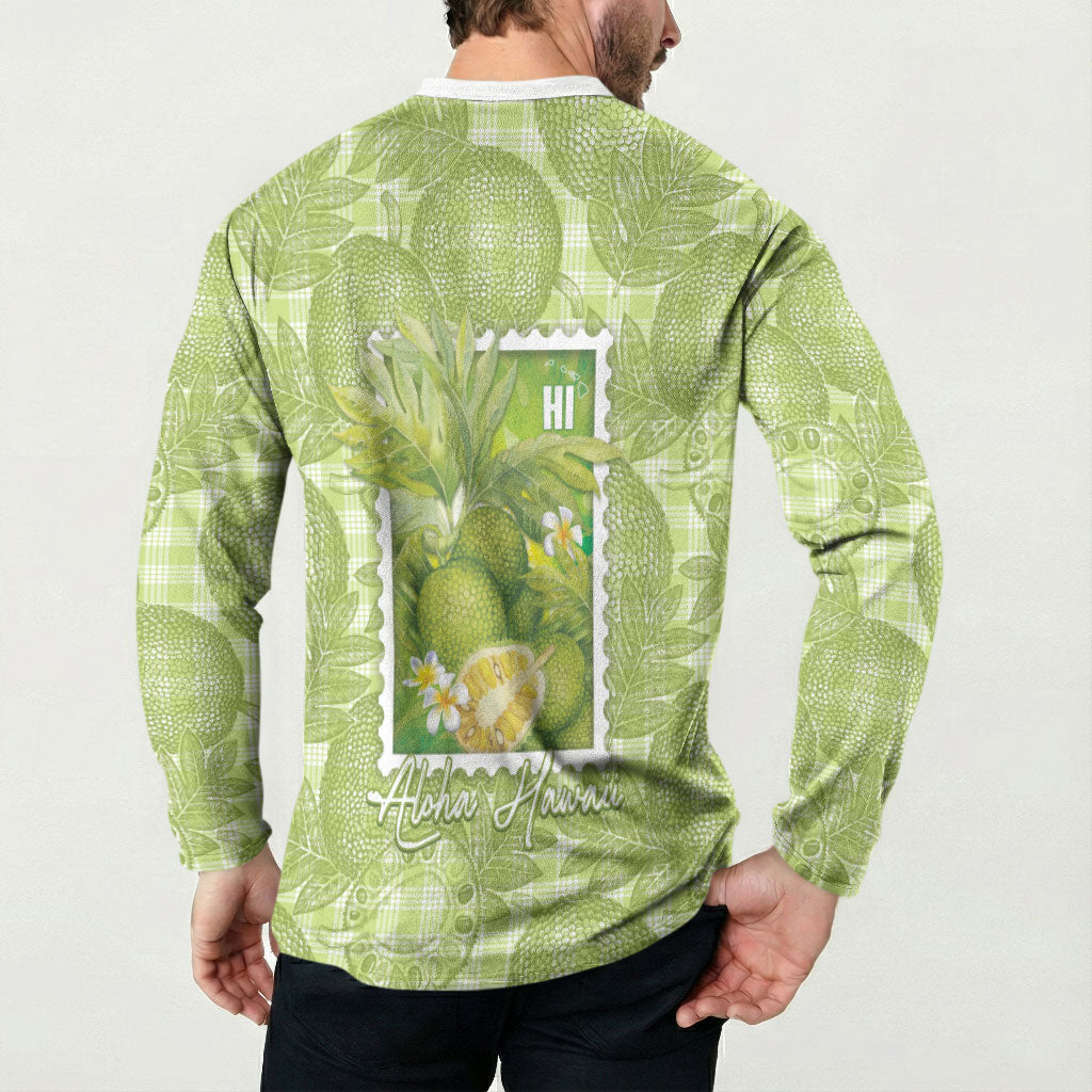 Aloha Hawaii Ulu Palaka Motifs Button Sweatshirt Hawaiian Breadfruit Stylized Stamp LT14 - Polynesian Pride