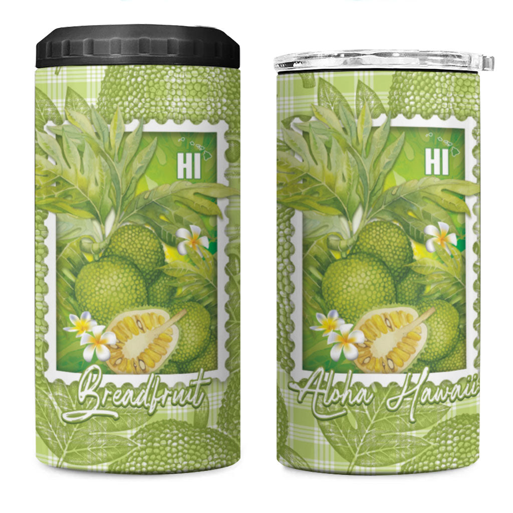 Aloha Hawaii Ulu Palaka Motifs 4 in 1 Can Cooler Tumbler Hawaiian Breadfruit Stylized Stamp LT14 One Size: 16 oz Green - Polynesian Pride