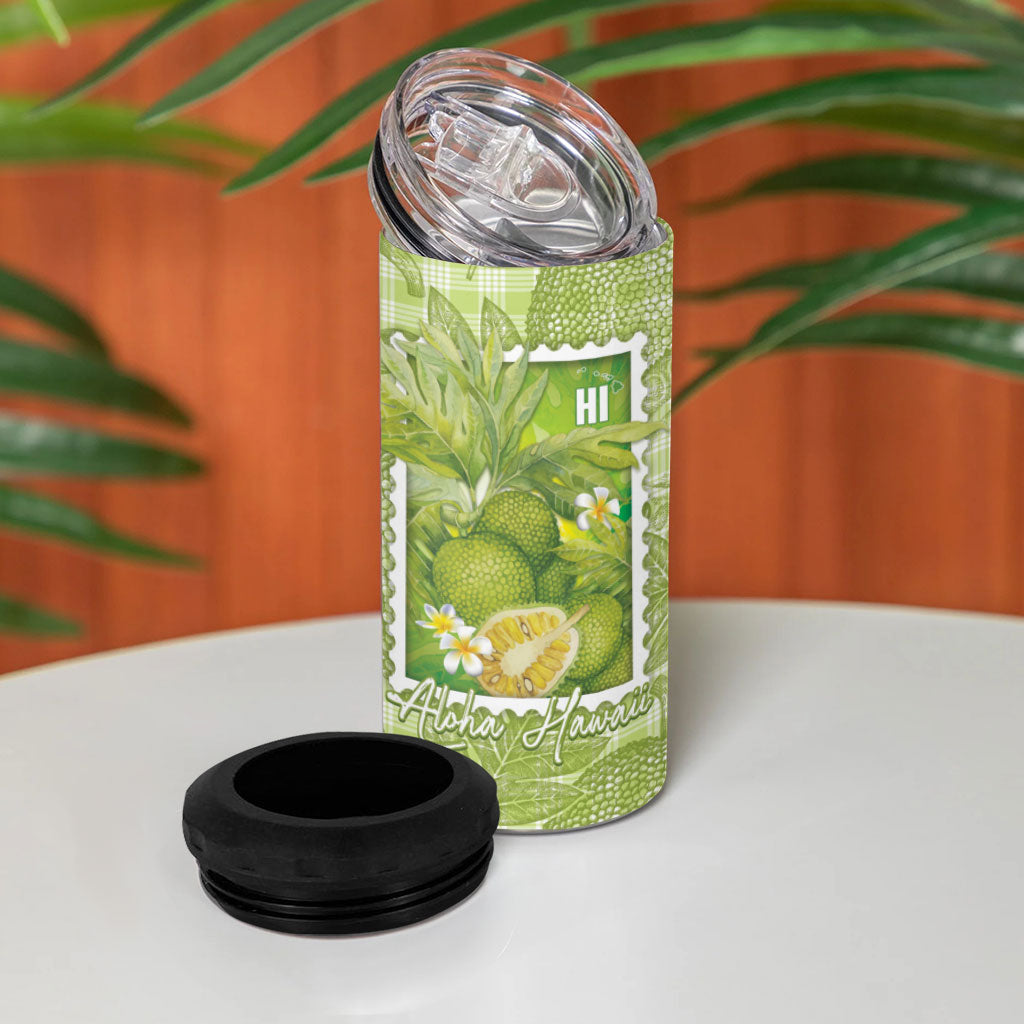 Aloha Hawaii Ulu Palaka Motifs 4 in 1 Can Cooler Tumbler Hawaiian Breadfruit Stylized Stamp LT14 - Polynesian Pride