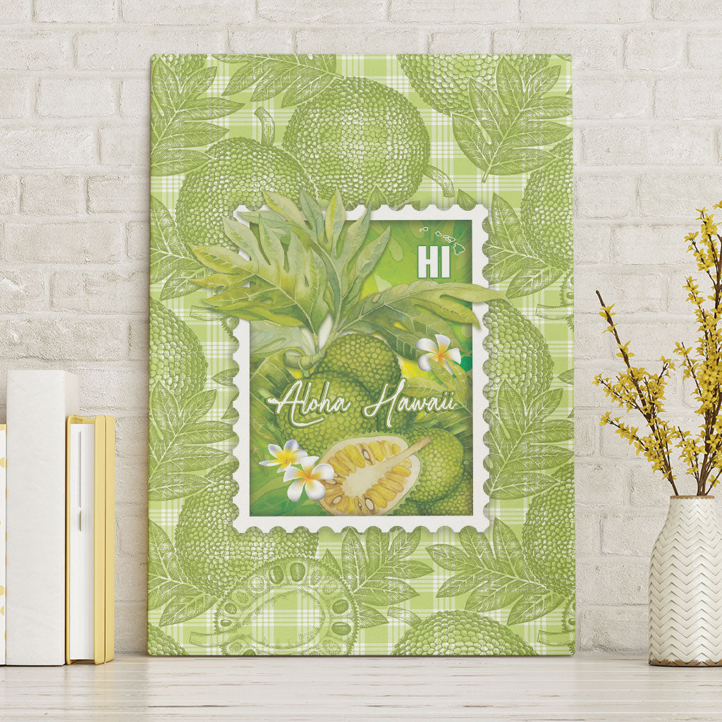 Aloha Hawaii Ulu Palaka Motifs Canvas Wall Art Hawaiian Breadfruit Stylized Stamp